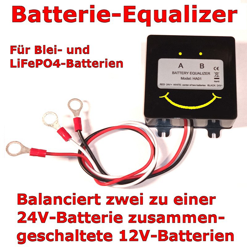 EUR 75,-: Endlich ein praktischer Balancer für zwei 12V-Batterien!