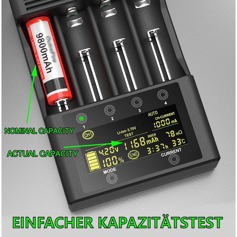 Lader, Entlader und Kapazitätstester für alle LiIon-, LFP- und NiMH-Akkuzellen.