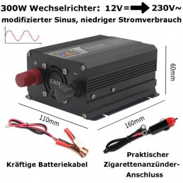 Ab EUR 47,06: 12V/230V-Wechselrichter z.B. für Kühlschränke und Ladegeräte  Steuersatz 0% MwSt. (Solarförderung gemäß §12 Abs. 3 UStG.)