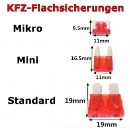 12V Flachsicherung 11mm 10A rot Mini Autosicherung KFZ Sicherung 2 bis 25  Stück