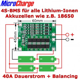 Anschlussplan 4S-BMS für Lithium-Ionen-Batterien