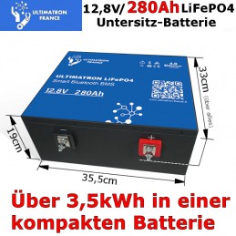 Wenns mal etwas mehr sein darf: Die 280Ah-LiFePO4 Untersitz-Batterie von Ultimatron.
