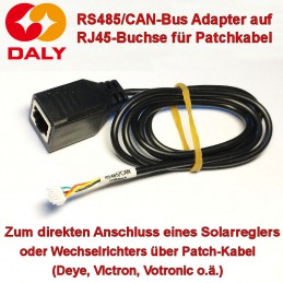 RJ45-Adapter zur Verbindung von Daly-BMS mit RS485-Port mit Solarreglern und Wechselrichtern von Deye, Victron, Votronic o.ä.