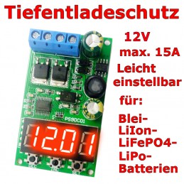 Tiefentladeschutz 12V für Blei-, AGM- und Gel-Batterien.