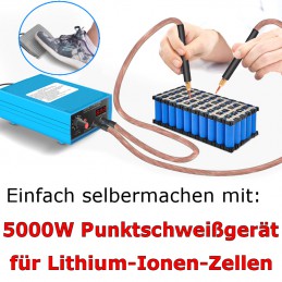 5000W Punktschweißgerät zur professionellen Kontaktierung von 18650-LiIon-Zellen für Pedelecs, eBikes und Akkuwerkzeuge.