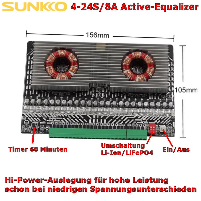 Der Hi-Power Activ-Equalizer für 4 bis 24 Zellen: Sunkko BAL-824