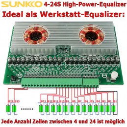 Anschluss des 4-24S/8A Hi-Power-Equalizers an die Batterie.