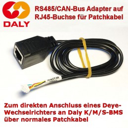 RJ45-Adapter zur Verbindung von Daly-BMS mit RS485-Port mit Deye-Invertern über normales Patchkabel.