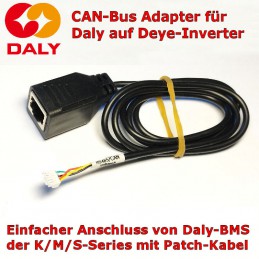 RJ45-Adapter zur Verbindung von Daly-BMS mit CAN-Bus mit Deye-Invertern über normales Patchkabel.