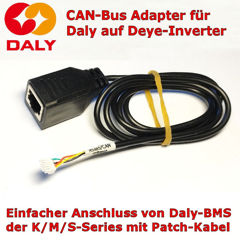 RJ45-Adapter zur Verbindung von Daly-BMS mit CAN-Bus mit Deye-Invertern über normales Patchkabel.