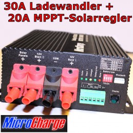€ 320,-: 30A-Ladebooster + 20A MPPT-Solar + Bluetooth + Display +